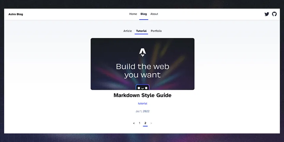 page of filtered results